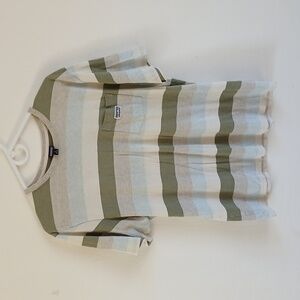 Patagonia Organic Cotton Pocket T Shirt Off White Striped Short Sleeve Men's M